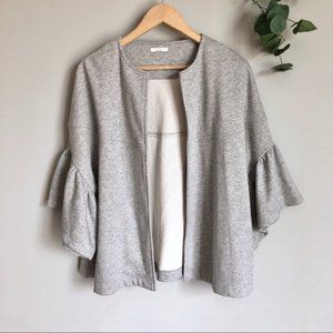 Anthropologie Evelyn K Ruffle Bell Sleeve Cardigan